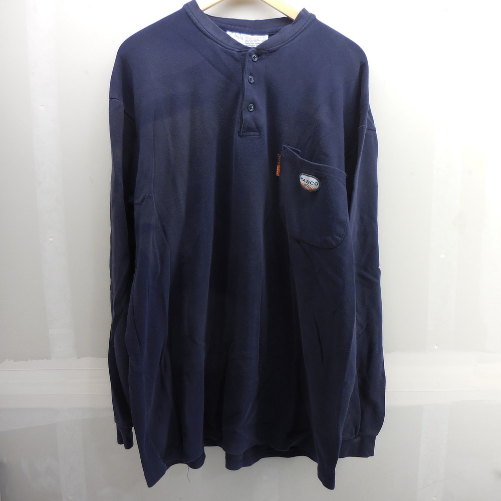 Rasco FR Navy Blue Flame Resistant Henley Shirt NTF453 Mens 2XL Long Sleeve